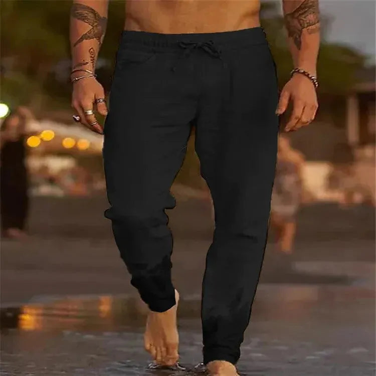 Men's Solid Color Cotton Linen Loose Beach Casual Pants - Bellarte Enchanté Men's Solid Color Cotton Linen Loose Beach Casual Pants